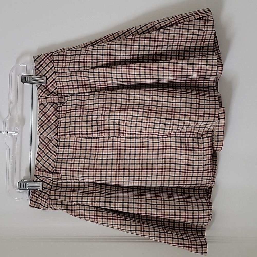 Divided Size XXS Tan Blue Maroon Plaid Schoolgirl Pleated Skirt